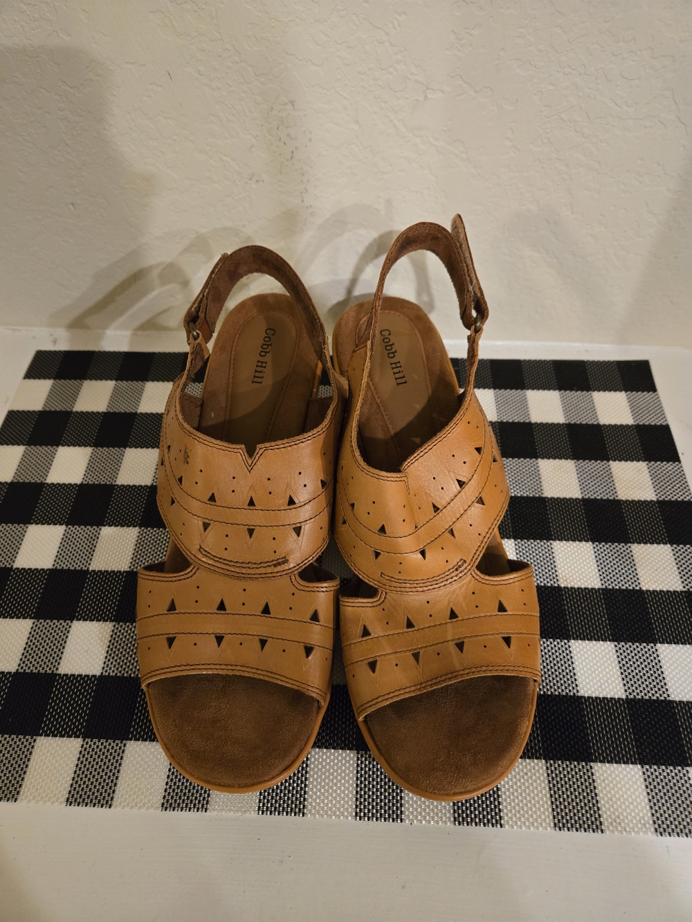 Cobb Hill by New Balance Tan Leather Perforated Slingback Sandals